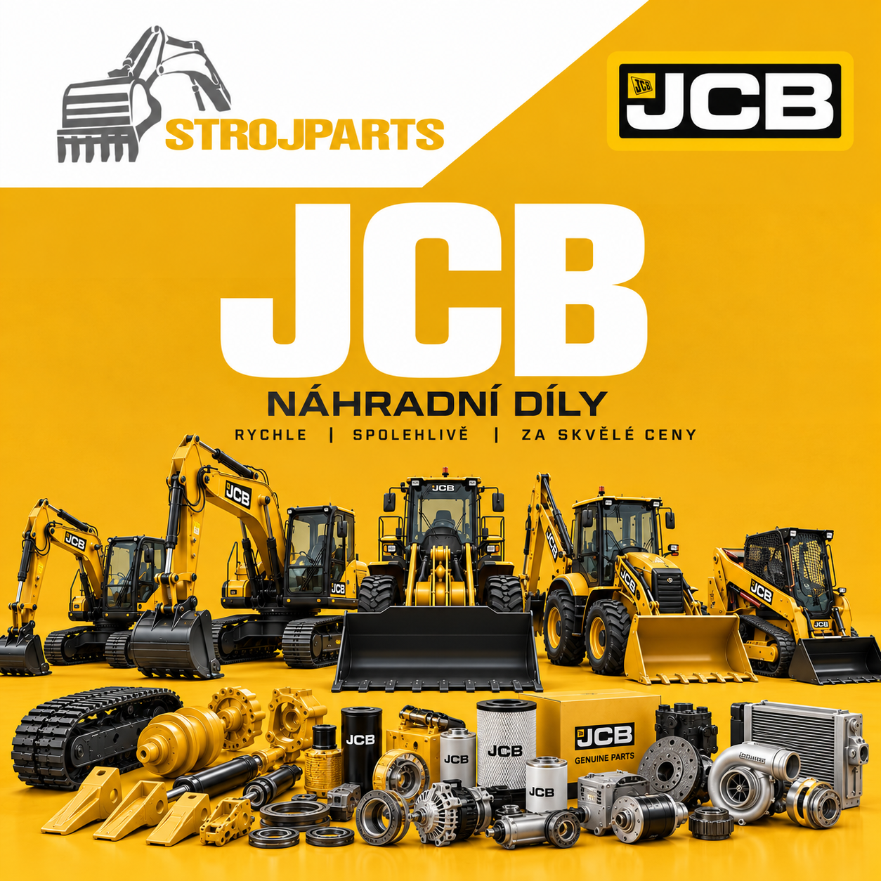 Náhradní díly JCB na bagry, rypadla a kolové nakladače