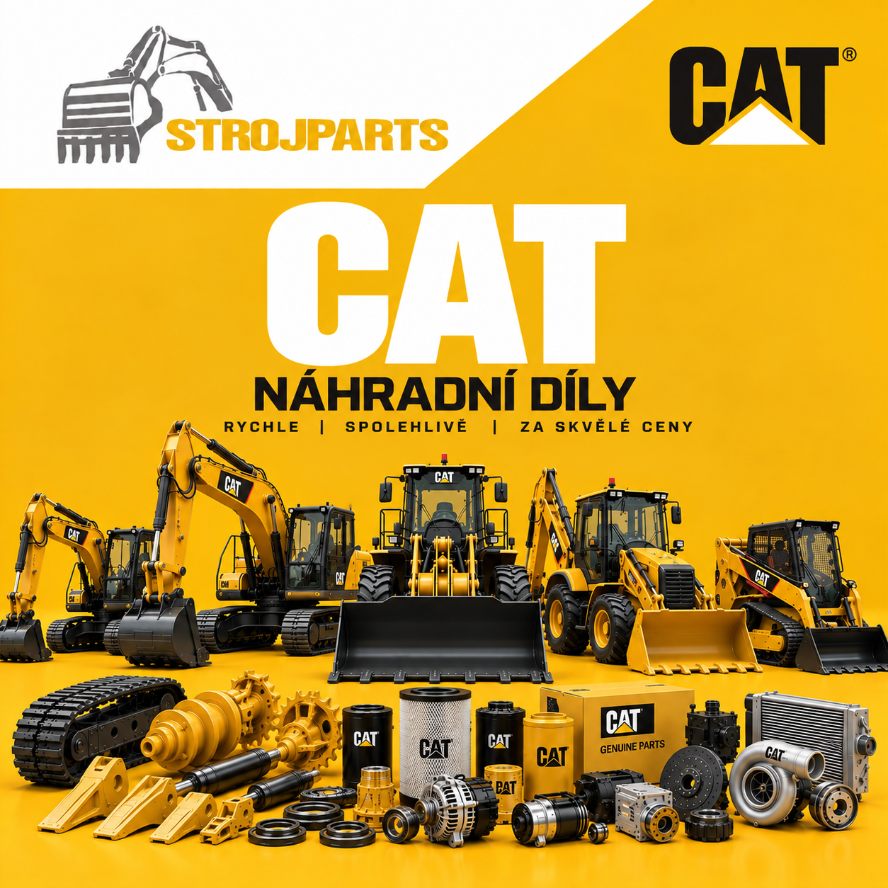 Náhradní díly Caterpillar (CAT) na bagry, traktorbagry a minibagry