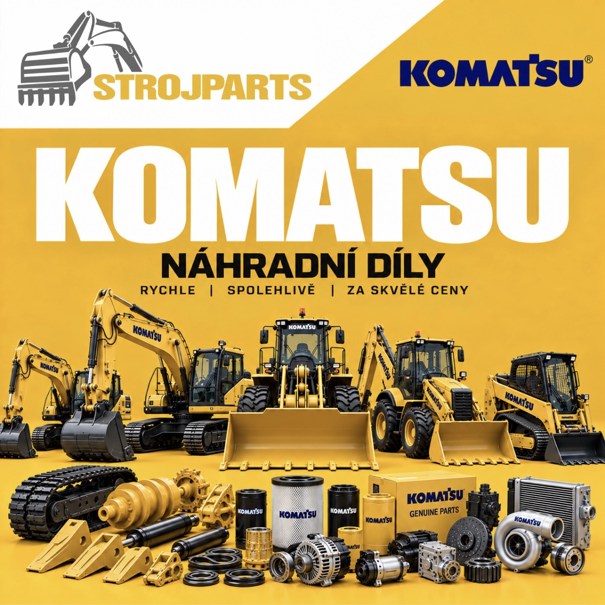 Náhradní díly Komatsu na bagry, minibagry a rypadla