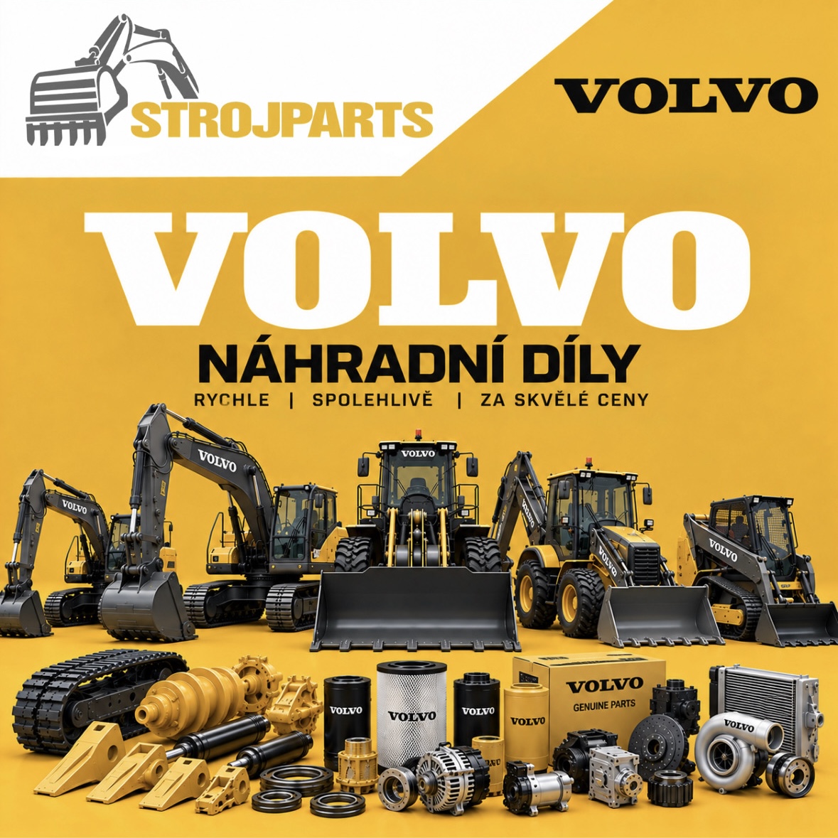 Náhradní díly Volvo na bagry, nakladače a minibagry