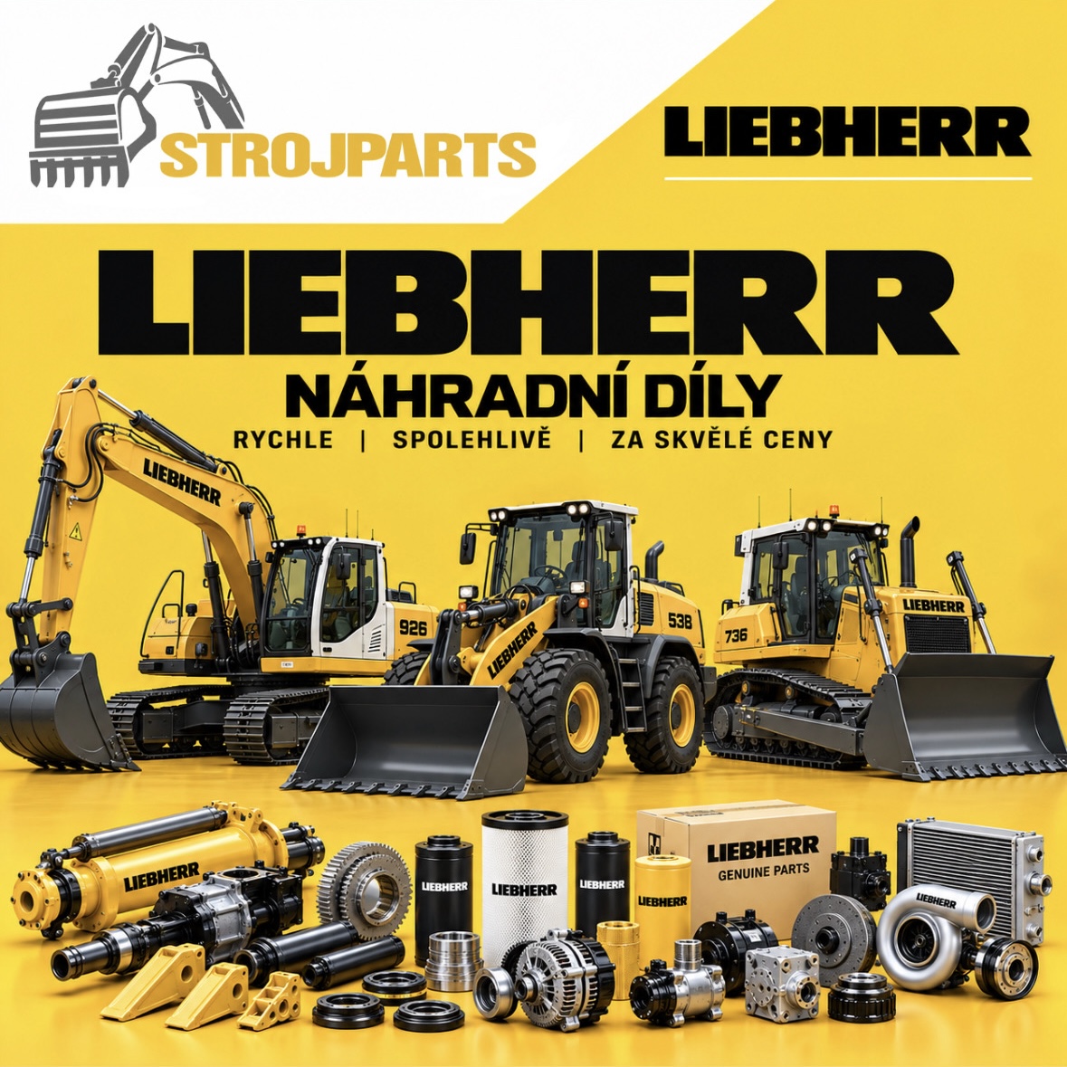 Náhradní díly Liebherr na bagry, nakladače a stavební stroje