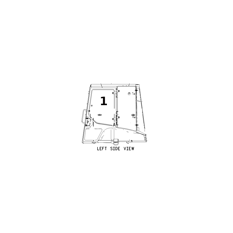 SKLO DVEŘÍ HORNÍ  LEVÉ/PRAVÉ RYPADLO-NAKLADAČ CAT 428D 438D 1641066