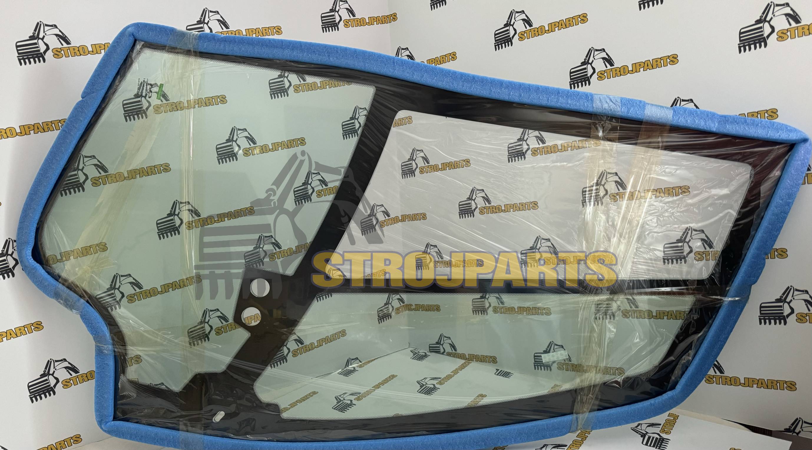 SKLO DVEŘÍ LEVÉ TVRZENÉ ZELENÉ SE SÍTOTISKEM JCB