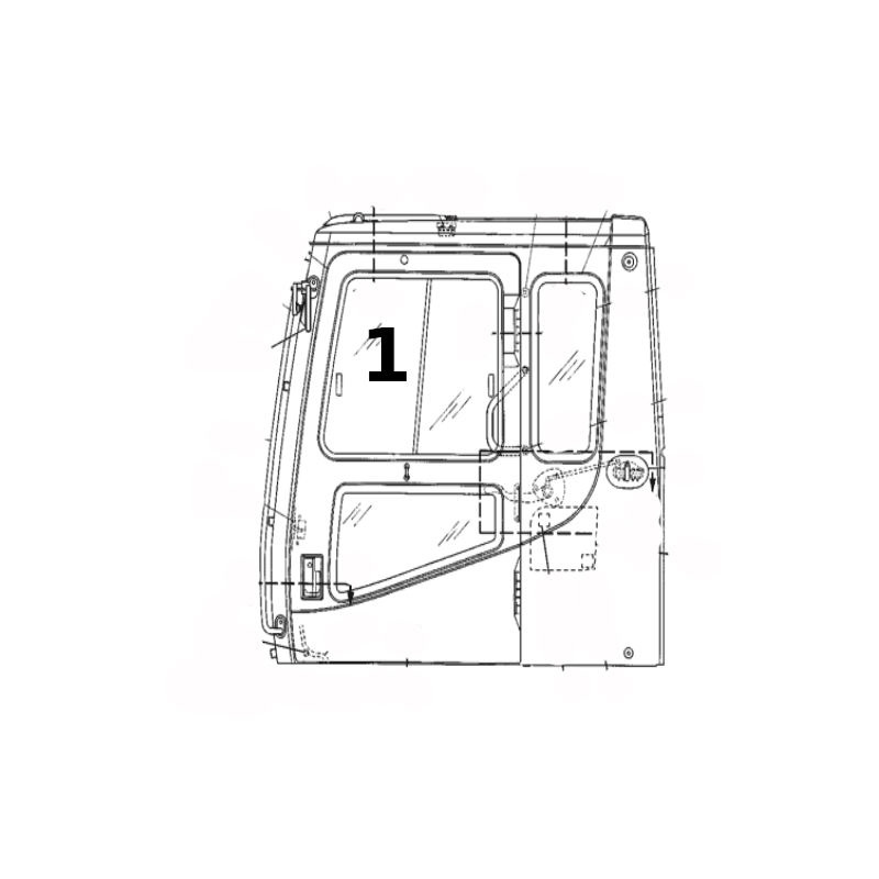 SKLO DVEŘÍ HORNÍ PEVNÉ  PÁSOVÉ RYPADLO CATERPILLAR 320L 2045181