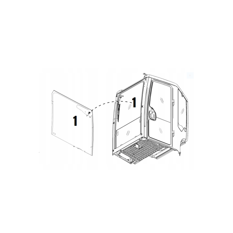 SKLO ČELNÍ HORNÍ SÍTOTISK MINIBAGR CATERPILLAR 303.5E2CR 304.5E2 305.5E2 CR 4287911