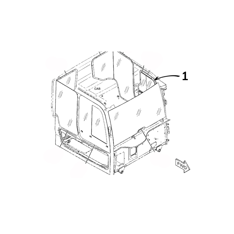 SKLO DVEŘÍ LEVÁ STRANA SÍTOTISK PRO KLOUBOVÝ DAMPR CATERPILLAR 745D 4806986