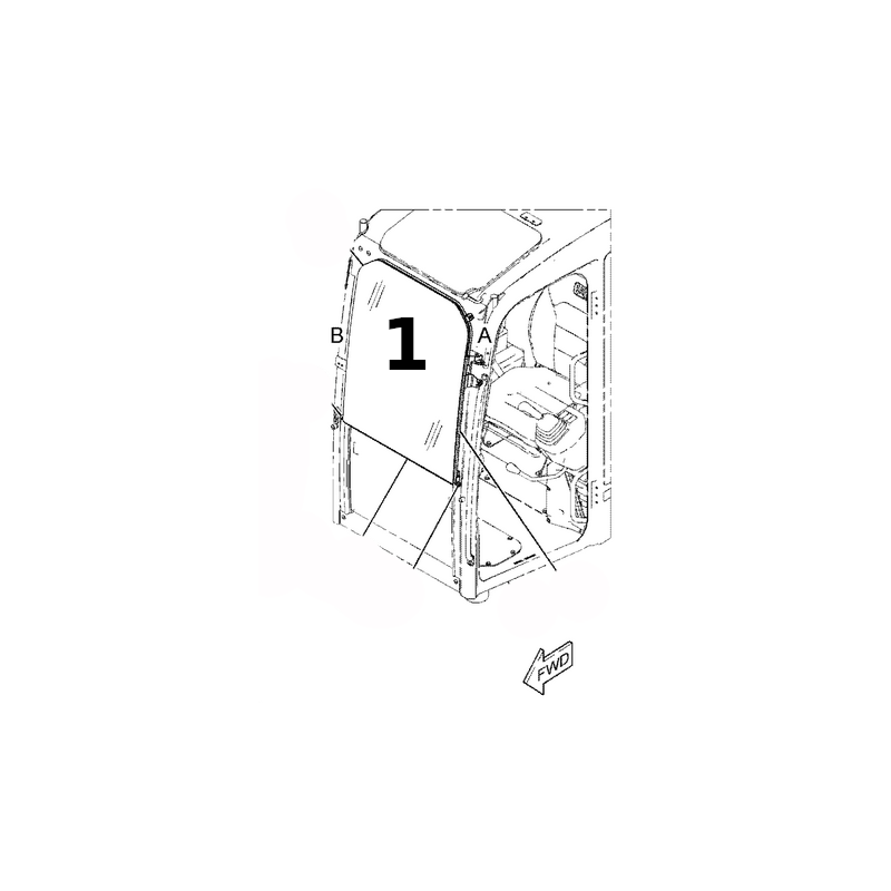 SKLO ČELNÍ HORNÍ SÍTOTISK MINIBAGR CATERPILLAR 308 .5 4961130