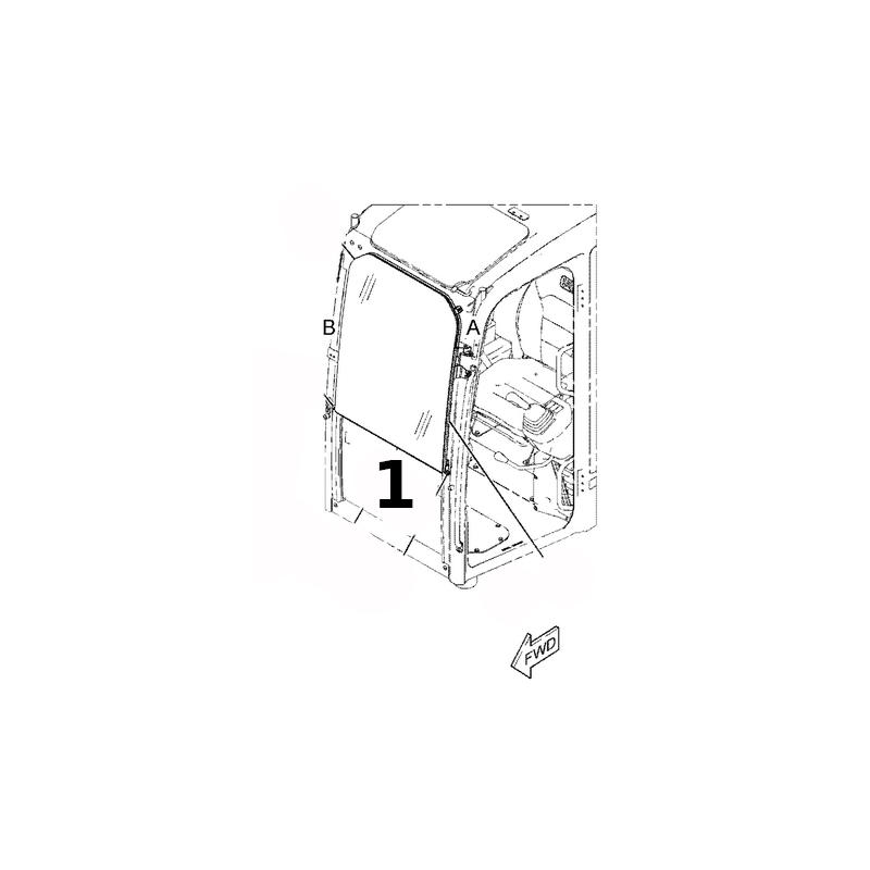 SKLO ČELNÍ SPODNÍ SÍTOTISK PRO MINIBAGR CATERPILLAR 308.5 4961131