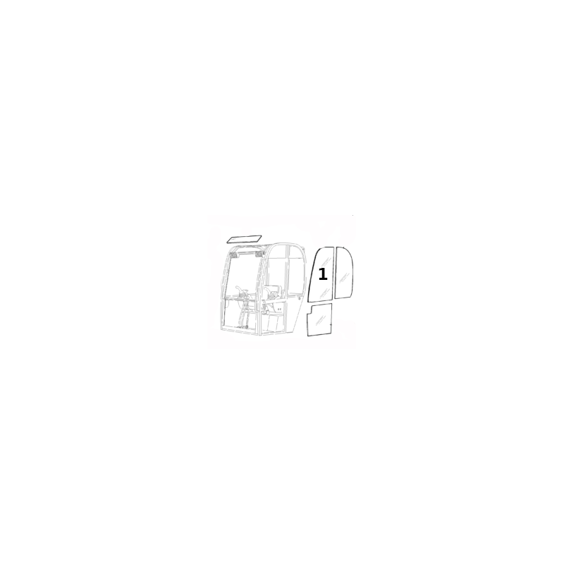 SKLO DVEŘÍ HORNÍ SÍTOTISK MINIBAGR JCB 8014 8015 8016 8017 8018 827/80197